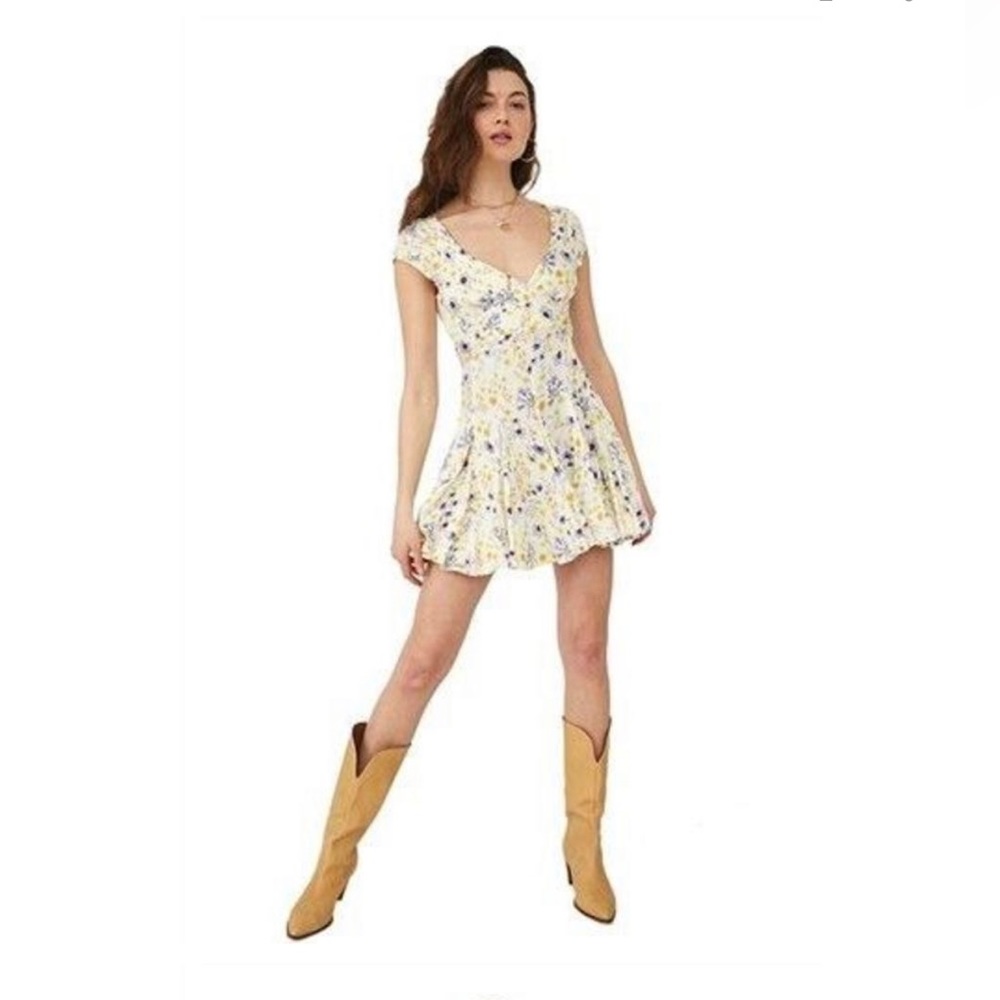 Free People Women’s Ivory Combo Open Back It Takes 2 Wrap Mini Dress